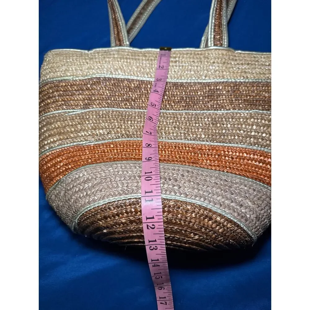 Womens wicker purse striped tote grandmacore artsy‎ bohemian boho chic classic